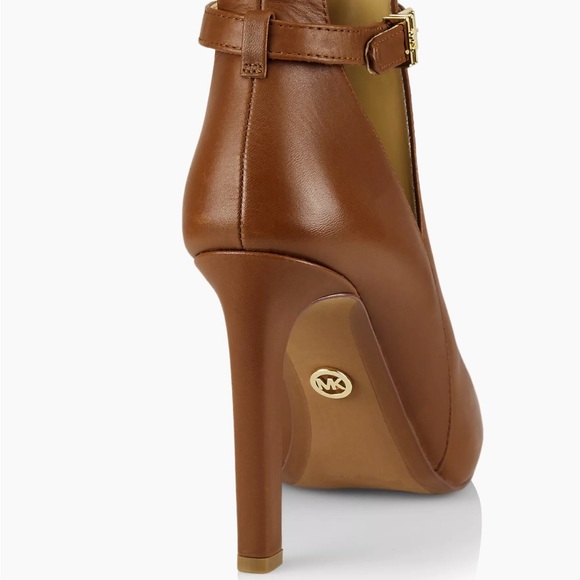 NEW MICHAEL MICHAEL KORS Lawson Booties NWOB Boots Tan Luggage Tan Open Toe NWT - Picture 4 of 13